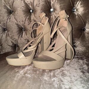 Elegant Tan Women's Platform Heels